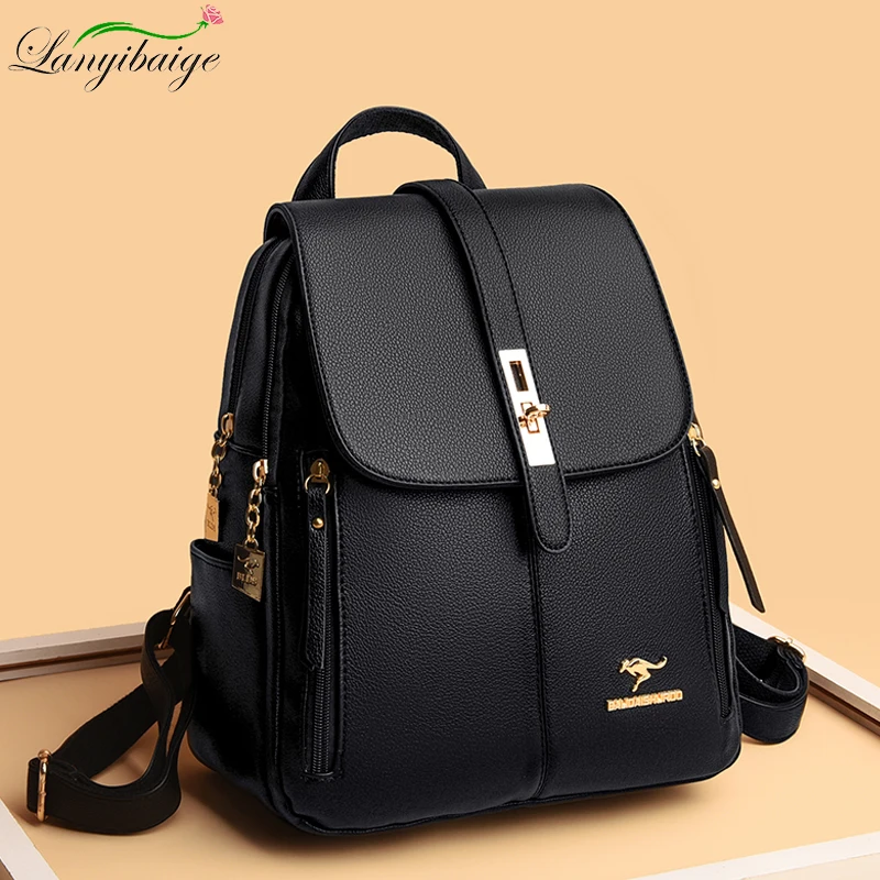 Women Large Capacity Backpack Purses High Quality Leather Female Vintage Bag School Bags Travel Bagpack Ladies