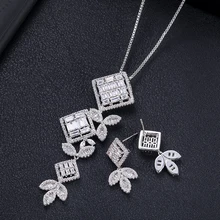 Janeklly модное свадебное ожерелье серьги для женщин аксессуары Полный кубический цирконий для невесты Ювелирные наборы pendientes mujer moda