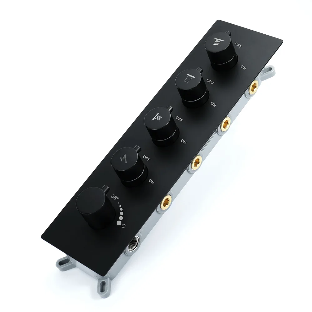 

Concealed Mixing Valve Body Copper Black And White with Pattern Vertical Loading 4 Feature Control Switch Shower Villa Hotel HIH