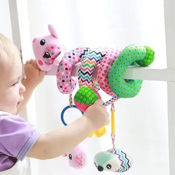 

Cartoon Cute Animal Kids Toys Hanging Spiral Rattle Crib Baby Colorful Short Plush Toy Infant Appease Accessories