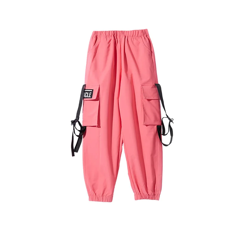 Pants В стиле «хип-хоп» Детские костюмы модная одежда для девочек Текстурным лифом с клетчатым рельефом и розовый комбинезон штаны джазовый танец сцена восторженные одежда в уличном стиле для детей Одежда для танцев DN3952 - Цвет: Pants