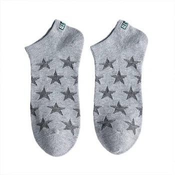 

New Men Short Cotton Socks Spring And Summer Suck Sweat Embroidered Sock Low Top Fashion Male White Socks