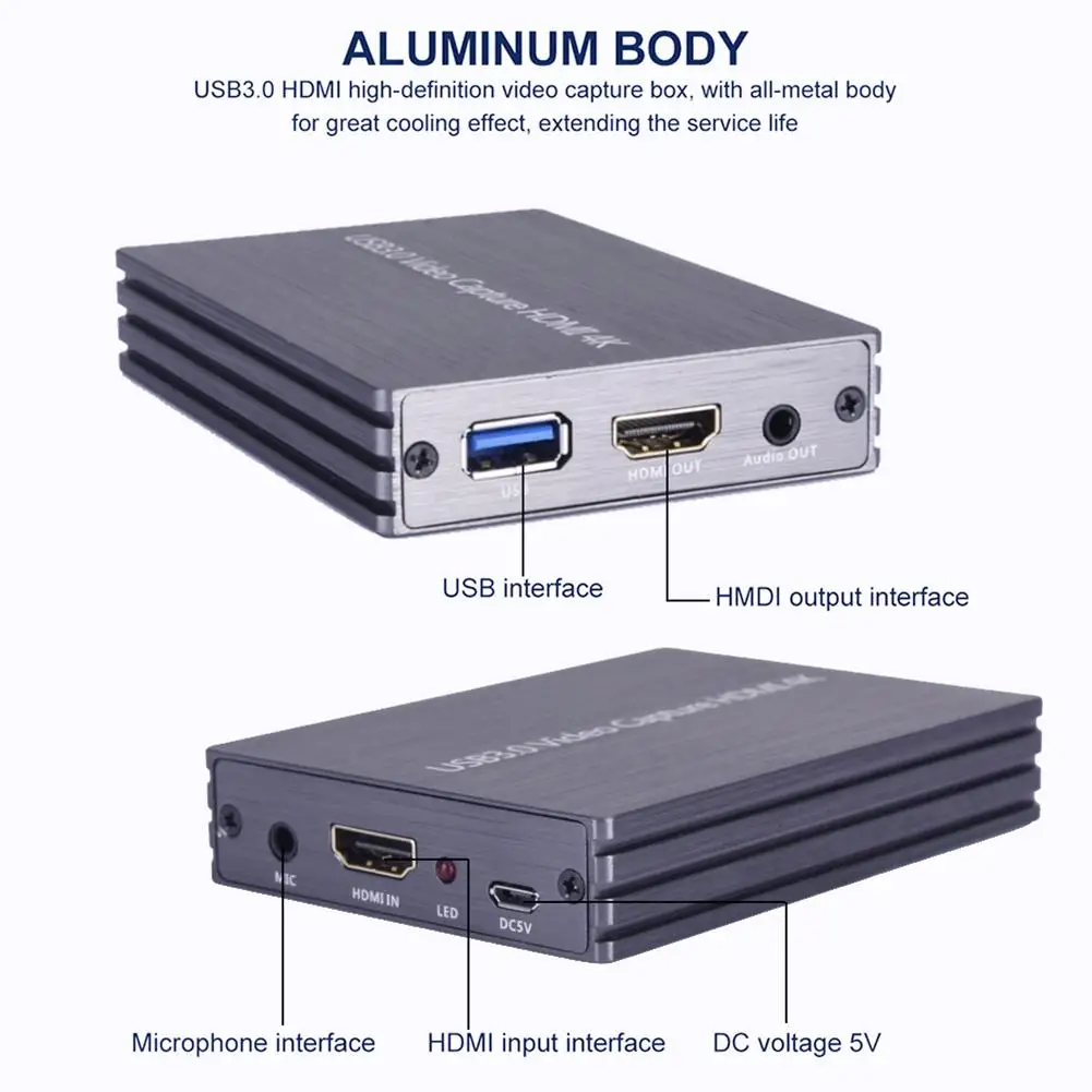 Карта захвата 4K HDMI для игр USB 3 0 1080P надежная портативная карта потокового