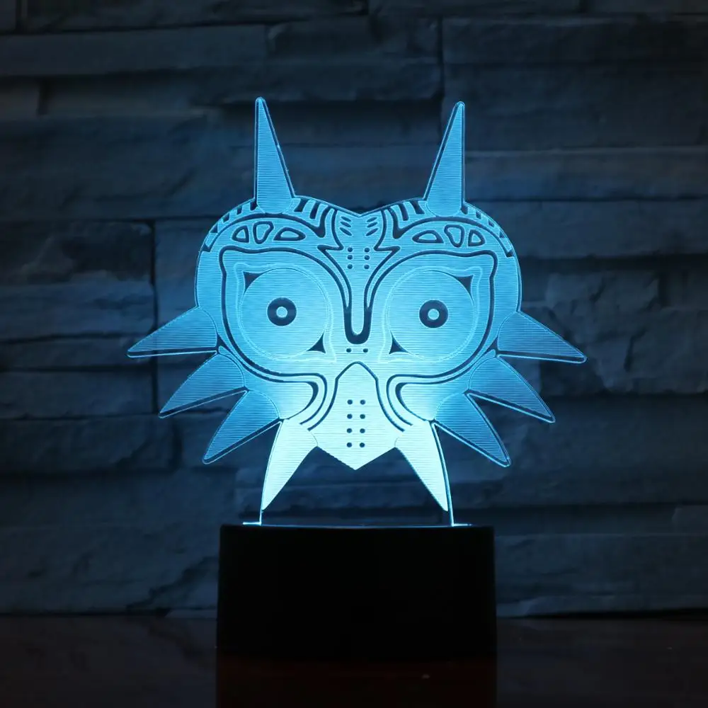 Творческий 3D USB лампа рисунок Majoras маска творческий 7 цветов меняющийся светодиодный ночной Светильник офисный Декор Светильник 976