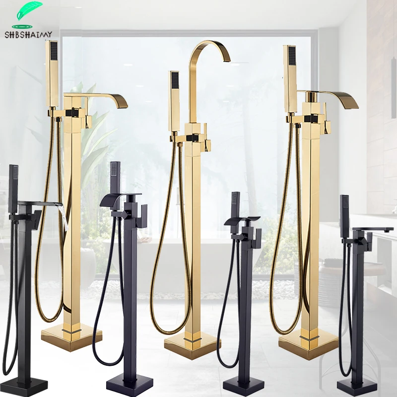 SHBSHAIMY Golden ห้องน้ำอ่างอาบน้ำก๊อกน้ำ Handshower ร้อนเย็น Taps 2ฟังก์ชั่นฝักบัวก๊อกน้ำ 1