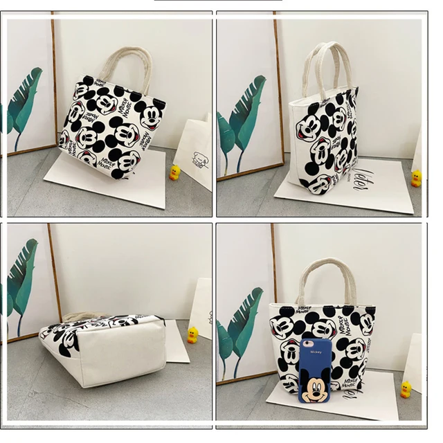 New Disney Cartoon Canvas Bag Cute Simple Women Shopping Handbag Fashion Creative Mickey Mouse Lunch Box Girl Birthday Gift 2