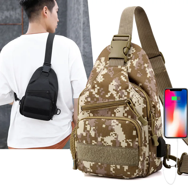 Men Vintage Canvas Chest Bag Satchel Shoulder Sling Chest Pack Bag