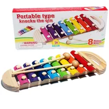 Деревянный, детский стук фортепиано 8-ноты игрушечный ксилофон с рисунком из мультфильма; Музыка раннее развивающая музыкальная игрушка инструмент игрушка