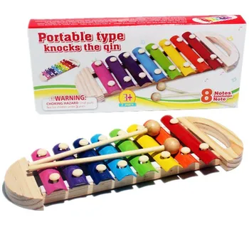 

Baby Kids Wooden Knock Piano 8-Note Xylophone Toy Rainbow Cartoon Music Early Educational Toy Musical Instrument Toy