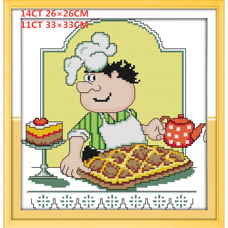 Humor chef Funny cook Kitchen decor Counted print DMC 14CT 11CT 18CT Cross Stitch Needlework kit Embroidering multi picture plus(3)