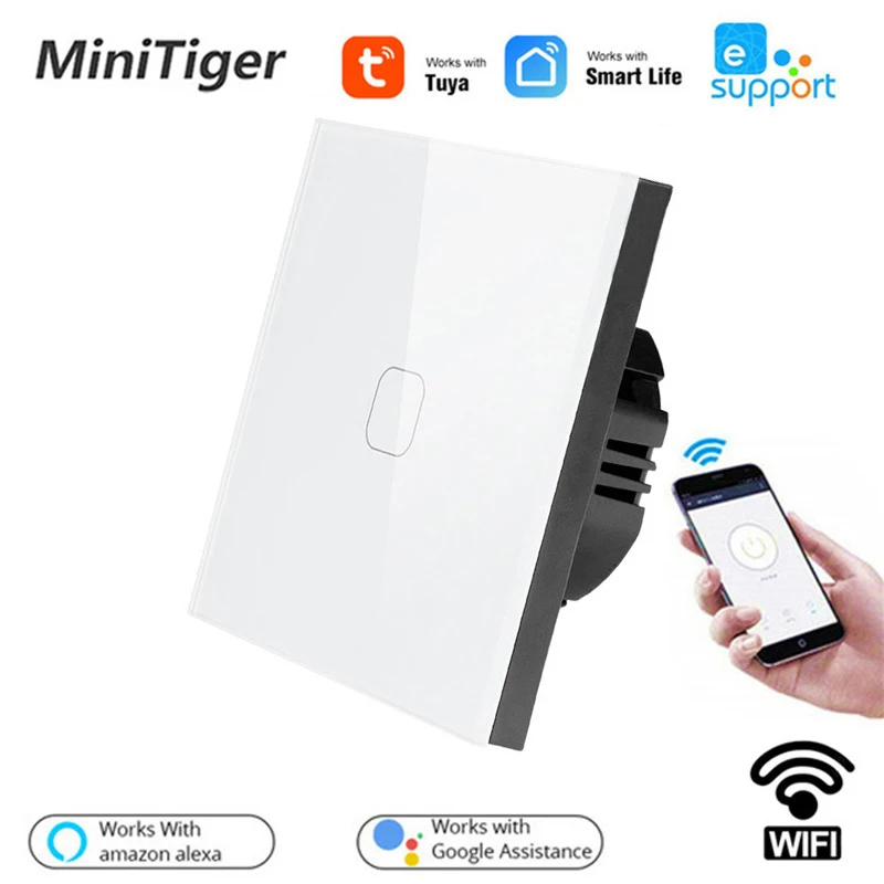 Настенный сенсорный выключатель для Tuya/Smart Life/ewelink 1/2/3 клавиш 1 канал Wi Fi голосовое
