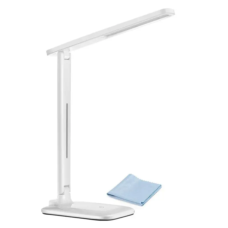 

Led Desk Lamp, Eye-Caring Folding Desk Light, Dimmable Office Lamp With 9 Brightness, Press Control, Warm/Cool White For Reading