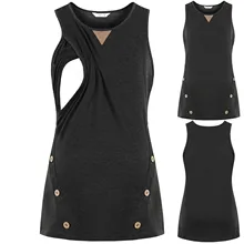 

Women Maternity Pregnancy Clothes For Breastfeeding Summer Button O-Neck Sleeveless Pregnant Vest Tops одежда для беременных L*