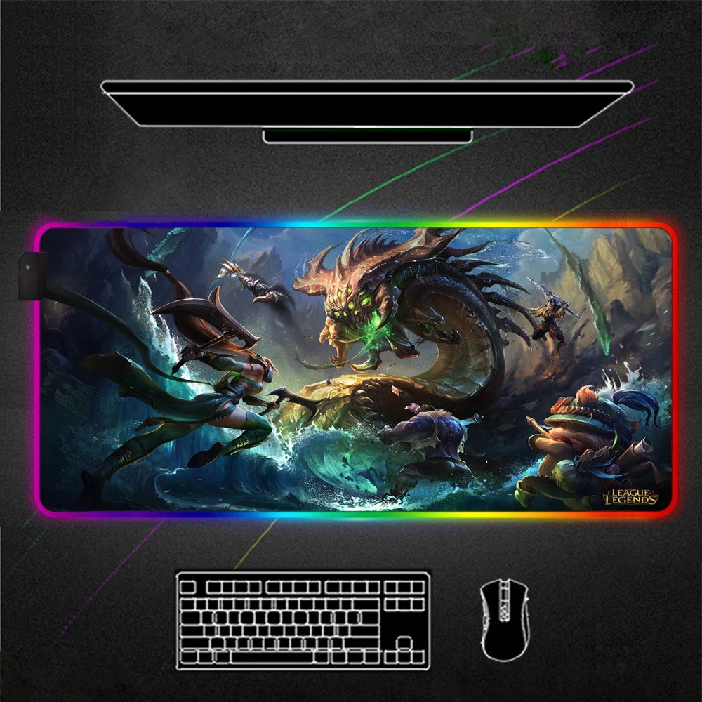 

League of Legends nashor RGB Mouse Pad Gamer Accessories Large LED MousePad XL Gaming Desk Mats Mouse Mat Best Seller Computer