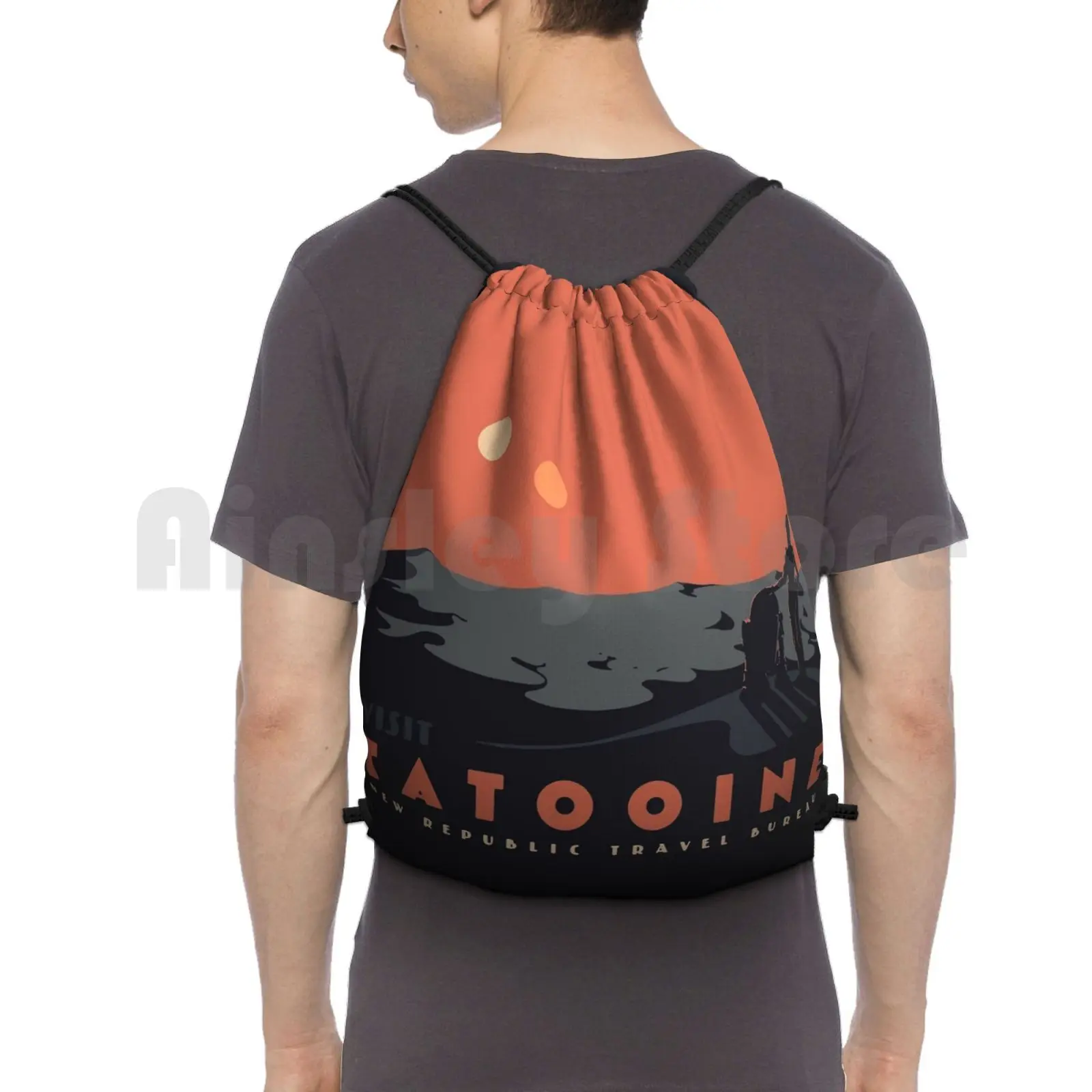 Visita Tatooine Zaino Borse Con Coulisse Borsa Da Palestra Impermeabile Retro Vintage Droids Tatooline R2D2 C3Po Sci Fi Travel City