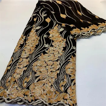 

Soso Latest Sequins Lace Fabric African Velvet Lace Fabric High Quality Nigerian French Mesh Net Lace Fabric for Wedding