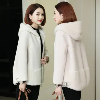 

S-3XL Mink Coats Women 2020 Winter Top Fashion Blue Wool Coat Elegant Thick Warm Outerwear Fake Fur Jacket Chaquetas Mujer