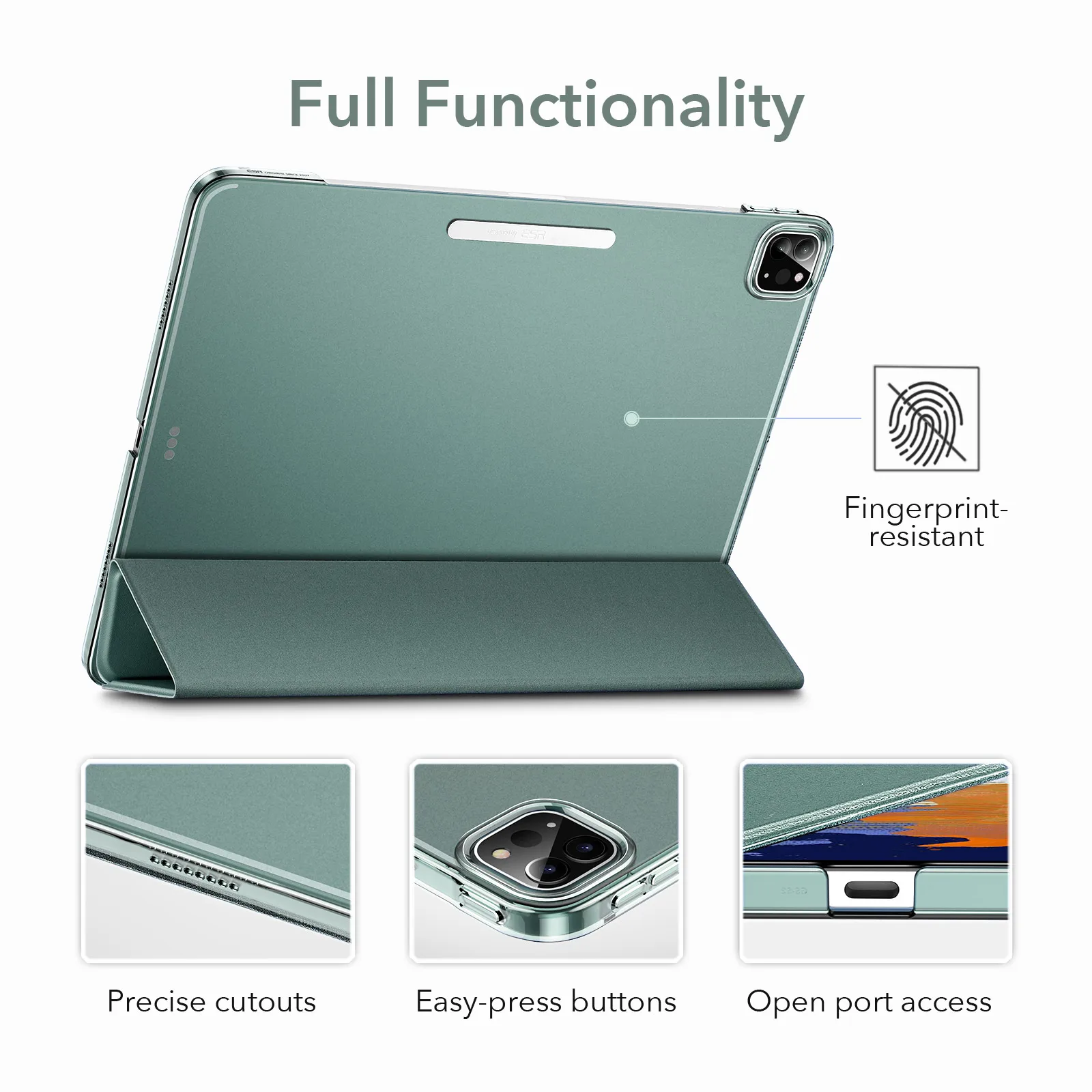 iPad Case Tablet Case ESR for iPad Pro 11 iPad Air 5 4 Pro 12.9 mini 6 Ascend Trifold Hard Back Protective Cover