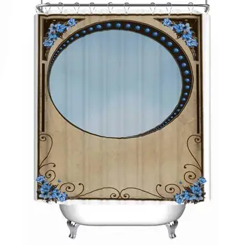 

Art Nouveau Frame On White Background Shower Curtain Curved Shower Curtain