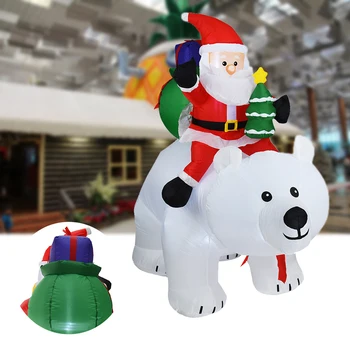 

LED Inflatable Santa Claus Snowman Christmas Doll Inflatable Christmas Santa Claus Riding Polar Bear Christmas Ornament