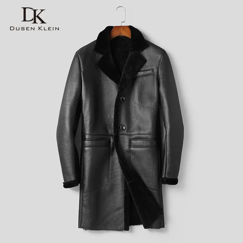 

Men's Genuine Leather Jacket Sheepskin Winter Warm Wool Coat Shearling Outerwear 2020 New Designer Brand Luxury Fur Black C2701