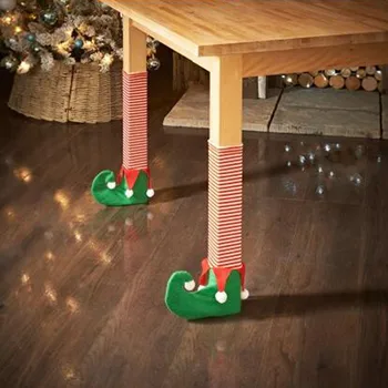 

40# Hot Sale New Year 1PC Christmas Chair Leg Foot Cover DIY Table Decoration For Home Party Dinner Christmas Decoration