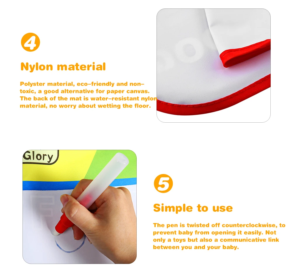 _0580X60cm Kids Water Drawing Painting Writing Toys Doodle Aquadoodle Mat Magic Drawing Board+2 Water Drawing Pen Intelligence Toys