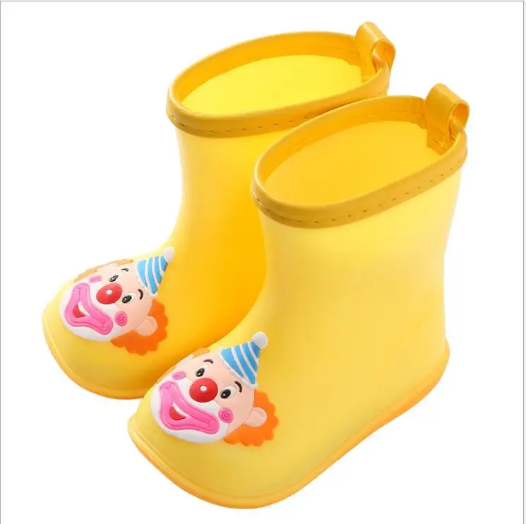 Новинка года; детские резиновые сапоги для мальчиков и девочек; резиновые сапоги с нескользящей подошвой; Детские водонепроницаемые резиновые сапоги с рисунком клоуна