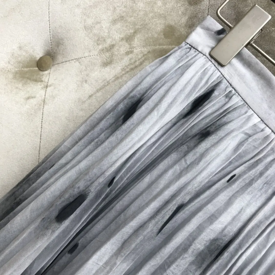 Новая Женская мода Сексуальная контрастная плиссированная длинная юбка 1123