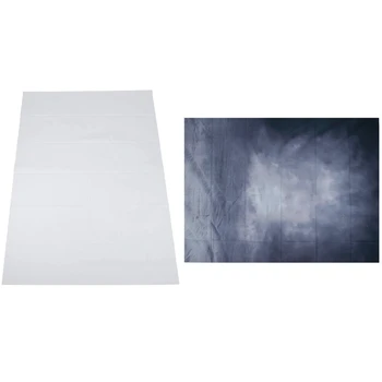 

2Pcs 5X7Ft Vinyl Photography Backdrop Photo Background - Smooth White & Transition From White To Black-Gray