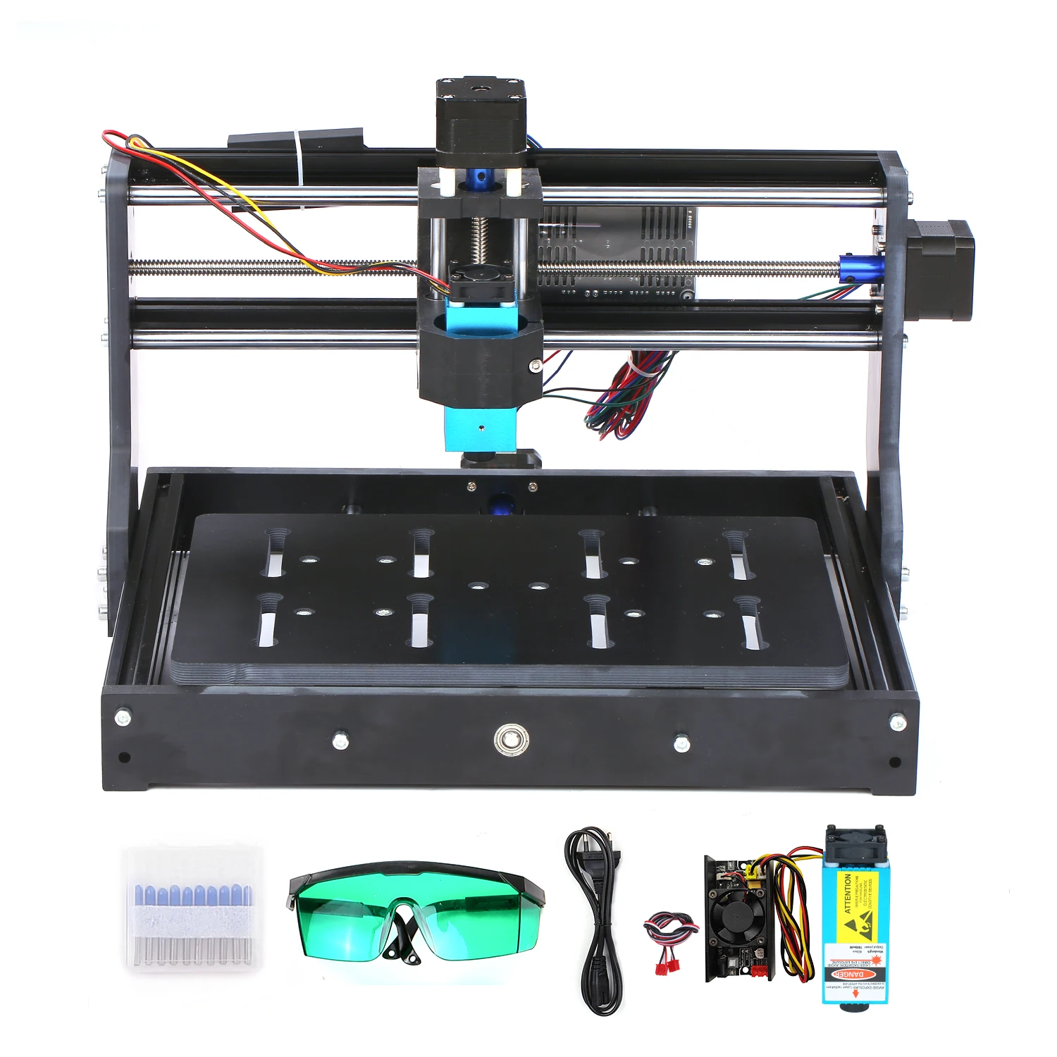 10 шт. CNC3020 Мини DIY фрезерный станок с ЧПУ комплект мощный фрезерный станок GRBL контроль лазерный гравер гравировальный станок ER11 Шпиндельный патрон - Цвет: EU 7W Laser Head