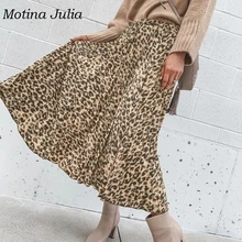 Motina Julia, Осень-зима, леопардовая женская юбка,, модная, плиссированная, бюст, юбка, нижняя, женские, вечерние, Клубная, миди юбка