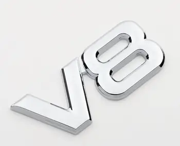 

100 Pieces Chrome Metal V8 Displacement Car Tail Styling Stickers for VW TOYOTA Highlander Corolla Camry Reiz PRADO Vios Yaris