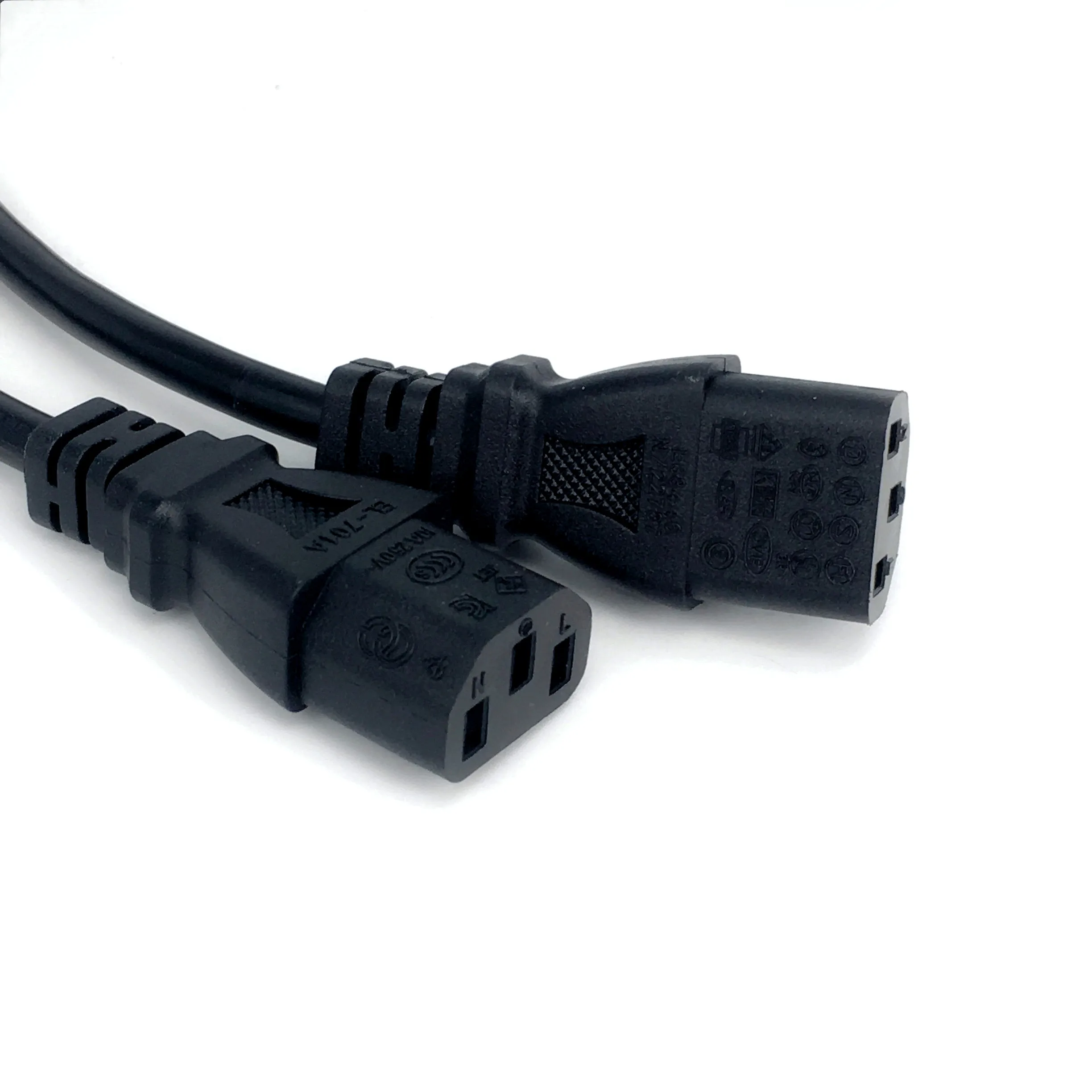 IEC320 C14 C8 auf 2X C7 C5 C13 Y Split AC Netzkabel, IEC Abbildung 8 Stecker auf 2 Buchsen 1 In 2 Out AC Stromkabel 30 cm Schwarz – Detail 10
