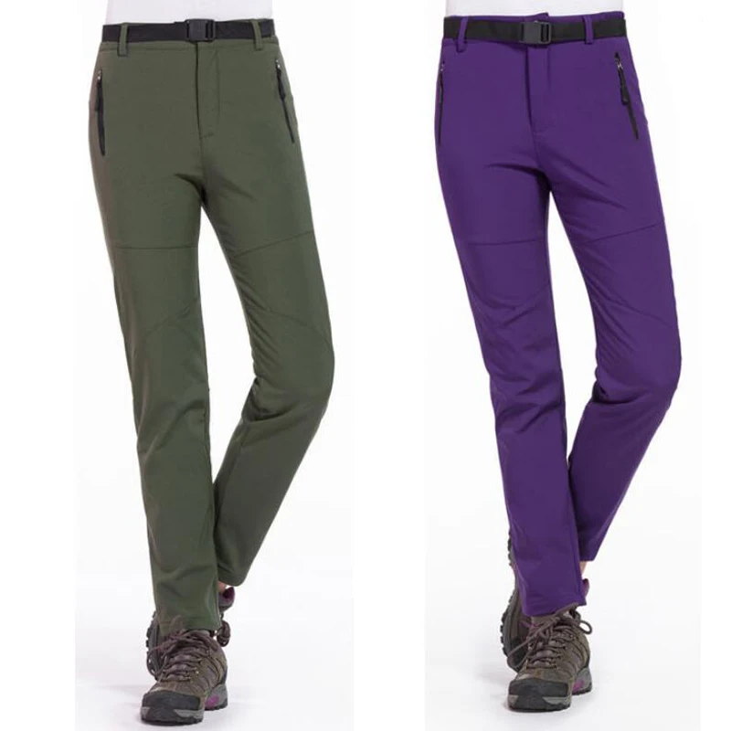 Hiking Pants Winter Women's Outdoor Pants Thick Fleece Warm Softshell Sports Trousers Hiking Trekking Skiing Waterproof Size 3XL