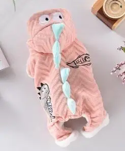 Pink Jumpsuit Милая собака куртка с капюшоном "Динозаврик" одежда с мехом XS XXL зеленый розовый домашнее животное открытый зимний теплый комбинезон для животных куртка кошка Китайская хохлатая собака - Цвет: Pink Jumpsuit