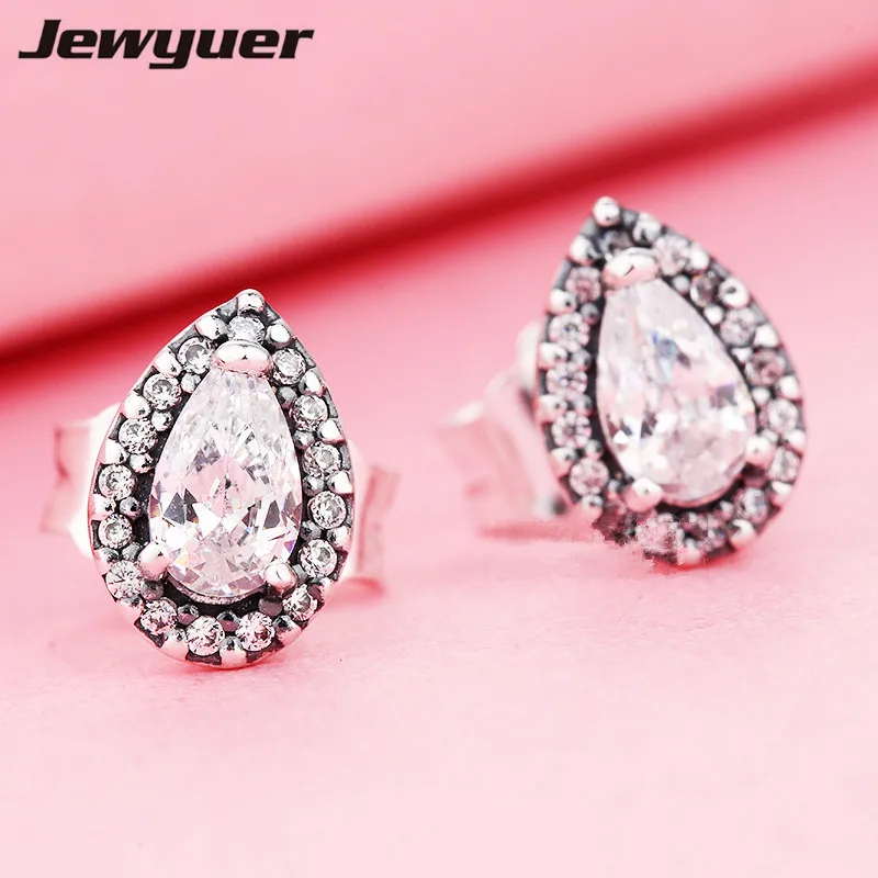 New 925 silver sterling Radiant Teardrops Stud earring for women wedding brinco fine silver Memnon jewelry wholesale ER097