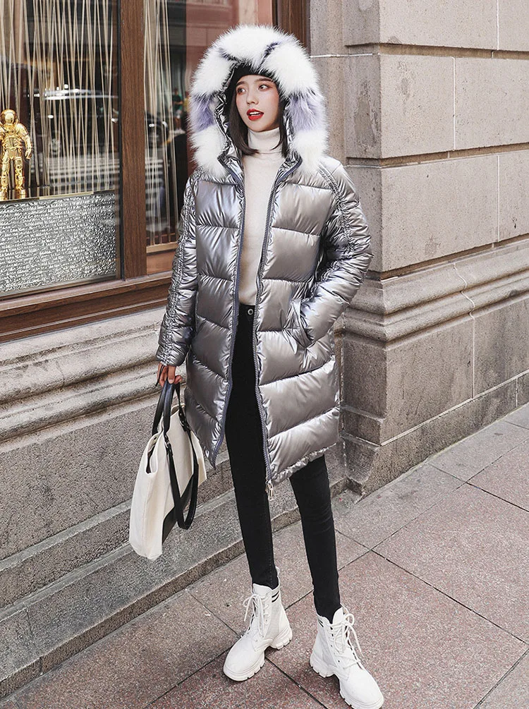 Winter Warm Parka Women Clothing New Down Jacket Thick Woman Fashion Glossy Jacket Plus Size Hooded Fur Padded coat Ladies