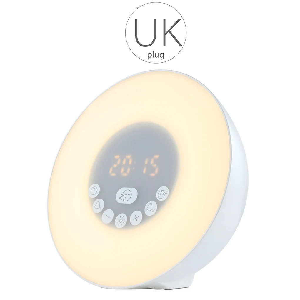Wake Up Light Alarm Clock Simulation Digital Clock FM Radio Wireless Bluetooth Speaker Bedside Lamp EU Plug - Цвет: NO.3
