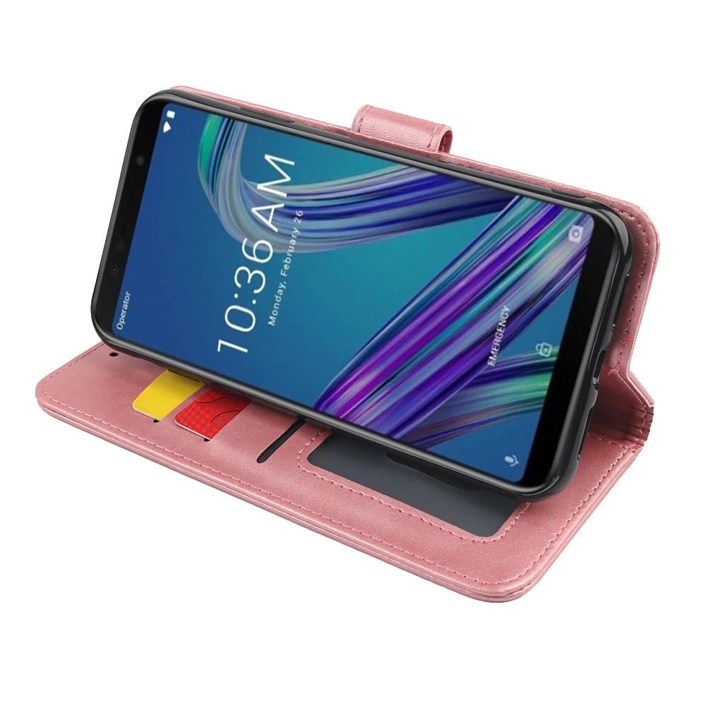 MKS Роскошный чехол книжка из искусственной кожи для ASUS ZenFone Max Pro M1 (ZB602KL) держатель