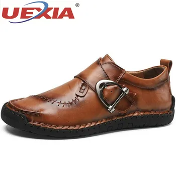 

UEXIA New Handmade Outdoor Comfortable Men Casual Shoes Loafers Men's Quality Leather Flats Hot Sale Moccasins Shoes Size 38-48