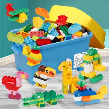 

New 130/260pcs Big Size Particle Blocks Toy DIY Building Block Enlighten Learning Toy For Boy Baby Gift Compatible With Duploes