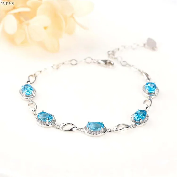 

Natural Multicolored Hand Jewelry 925 Silver Plated 18k Gold Inlaid Natural Topaz Bracelets