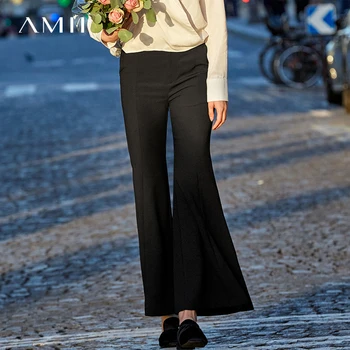 

Amii Minimalist Chiffon Pants Autumn Women Solid Loose Straight Female Wide Long Pants 11970031
