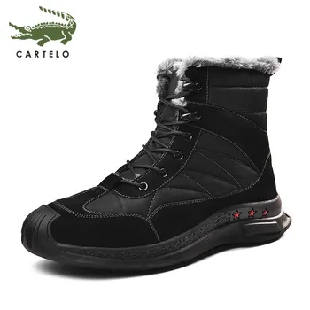 

CARTELO men's boots winter sports high-top boots all-match men's tooling boots plus velvet warm snow cotton shoes men