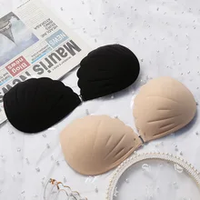 A-E чашечки груди лепестки ткань невидимый бюстгальтер в форме раковины Крышка для груди сплошной цвет утолщенный клей бюстгальтер 25