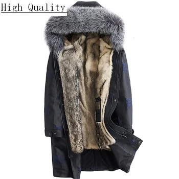 

Real Wolf Fur Coat Men Parka Winter Jacket Silver Fox Fur Collar Parkas Plus Size Manteau Homme Hiver XXLL001 KJ1581