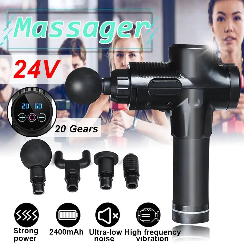 

Efficient 20 Gears LCD Electronic Therapy Muscle Massage Gun Vibration Massage Therapy Gun Body Relaxation Pain Relief Massager