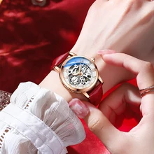 CHENXI Top luksusowa marka kobiet automatyczne zegarek mechaniczny zegarek sukienka damska wodoodporny zegarek kwarcowy zegarek szkieletowy z tourbillonem zegarki na rękę tanie i dobre opinie NoEnName_Null 3Bar CN (pochodzenie) Sprzączka STOP Luxury ru Samoczynny naciąg ROUND Hardlex bez opakowania Skórzane