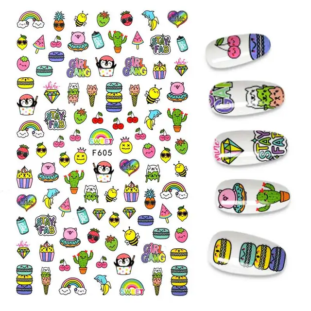 3D Nail Stickers Leaves Butterfly Panda Love Heart Design Stickers For Nails Manicure Foil Nail Art Decor pegatinas para uñas A140125